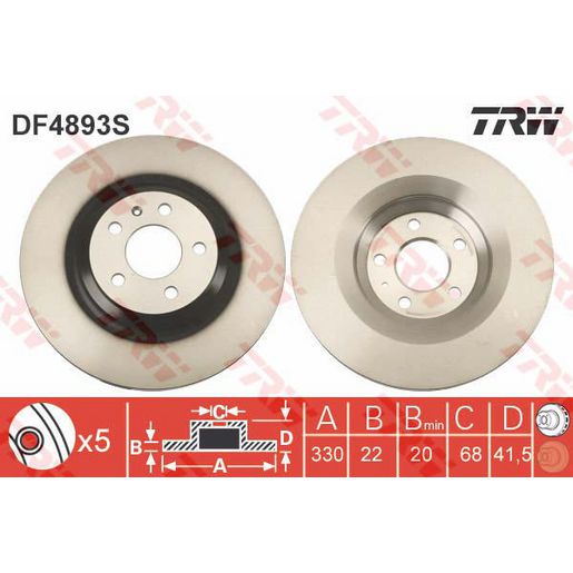 TRW Disc Brake Rotor 330Mm DF4893S