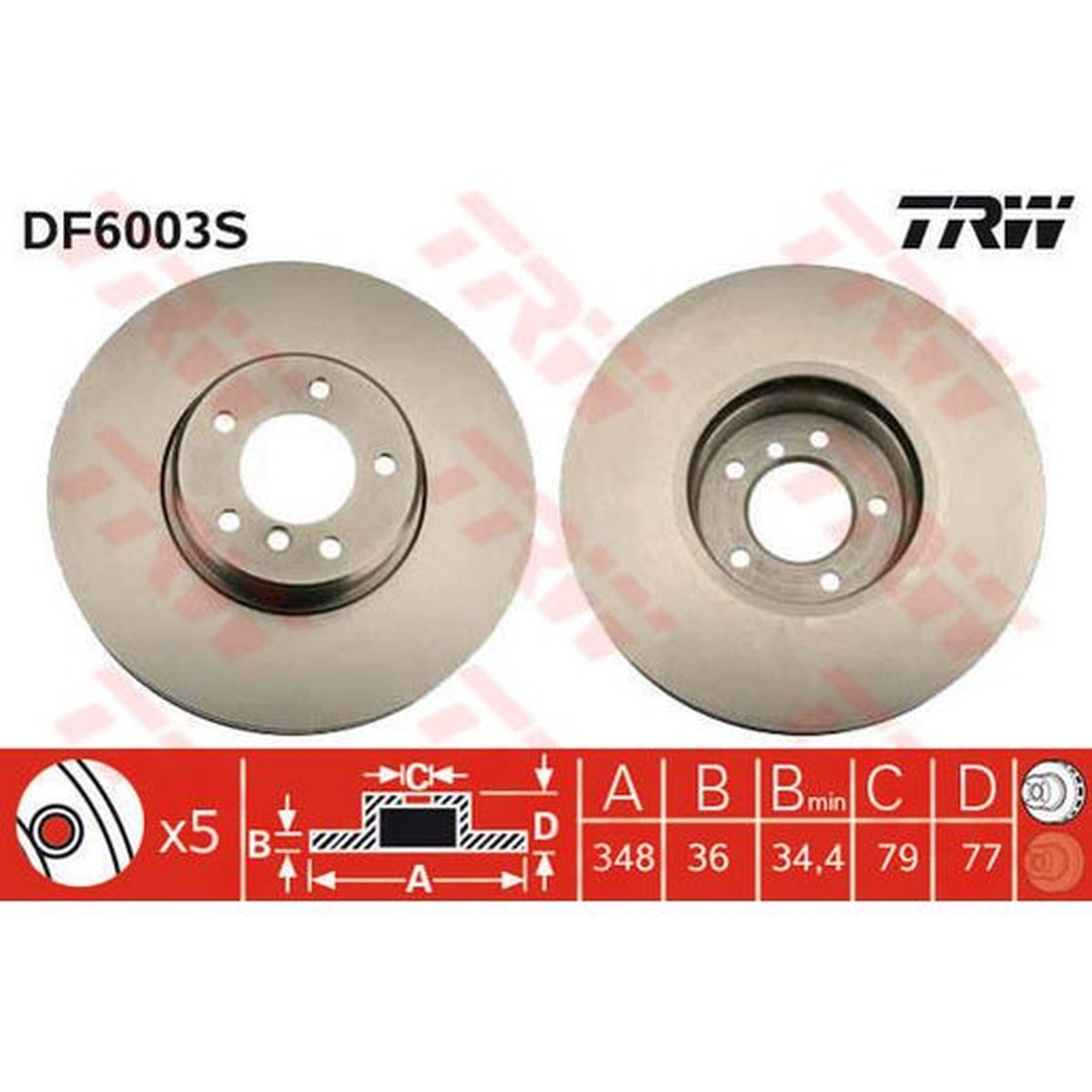 TRW Brake Rotor Front DF6003S