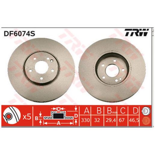 TRW Brake Rotor Front DF6074S