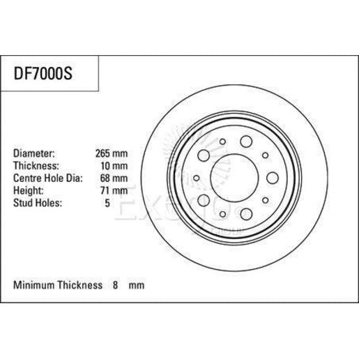 TRW Disc Brake Rotor 265Mm DF7000S