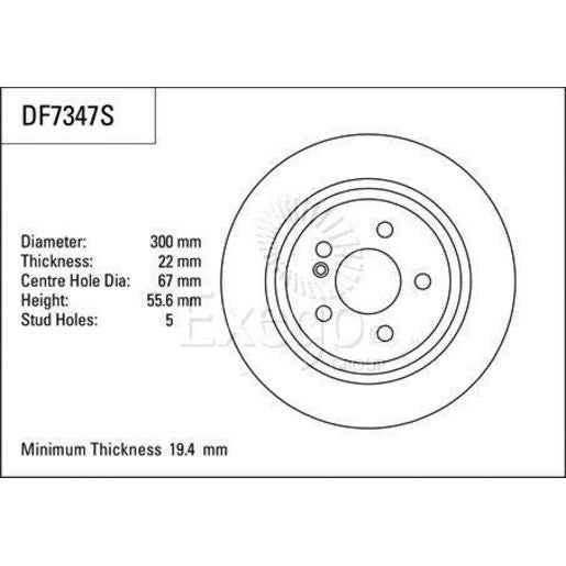 TRW Brake Rotor Pair 300mm Rear DF7347S