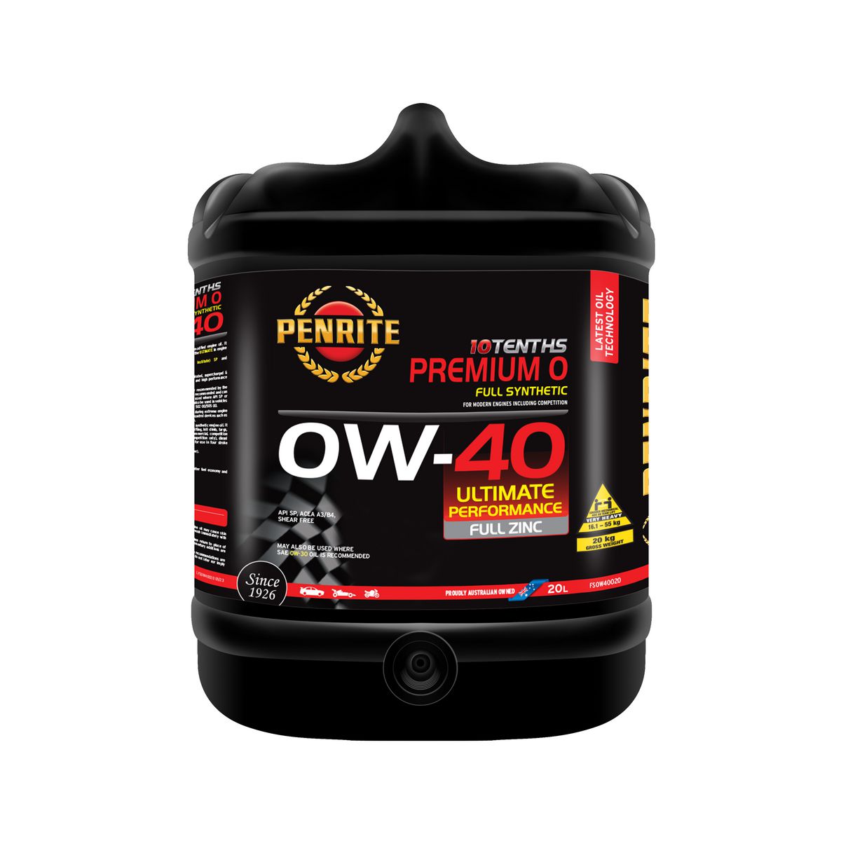 Penrite 10 Tenths Premium 0W-40 Engine Oil 20L