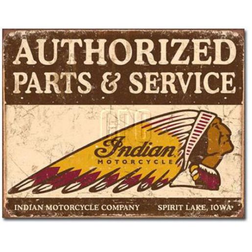 Indian Authorised Parts and Service Metal Sign (41x32cm) MSI1930