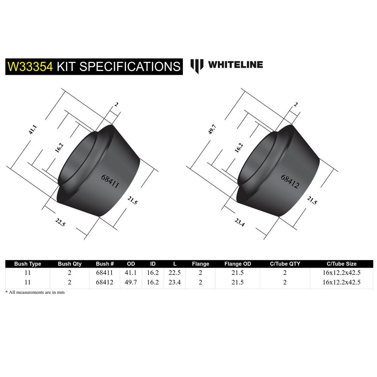 Whiteline W33354 Shock Absorber Upper Bushing