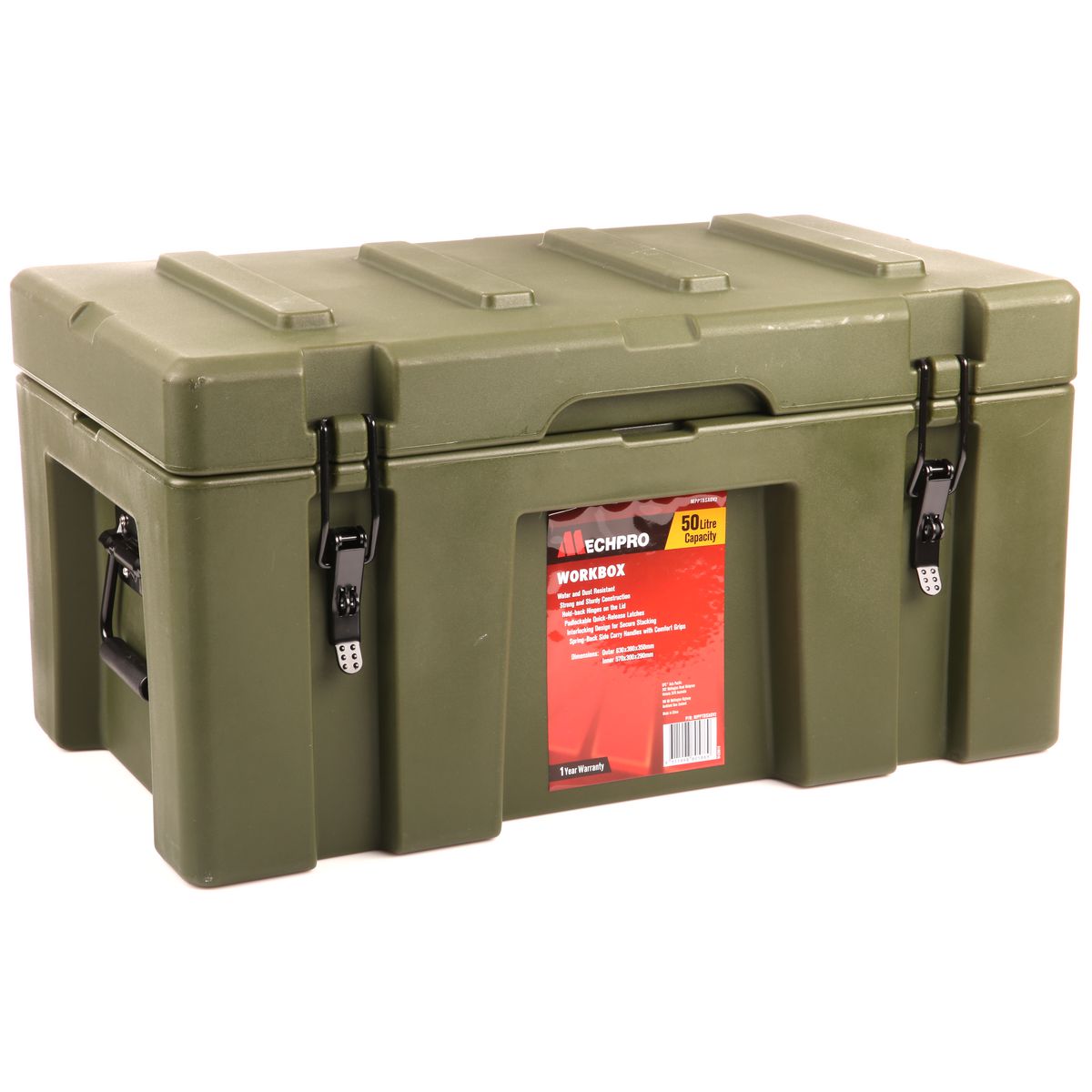 Mechpro Plastic Toolbox Army Green 50Ltr - Mpptbsagv2 MPPTBSAGV2