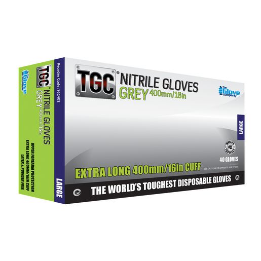 The Glove Company TGC Gloves Grey Nitrile 400mm L 40Pk 162403
