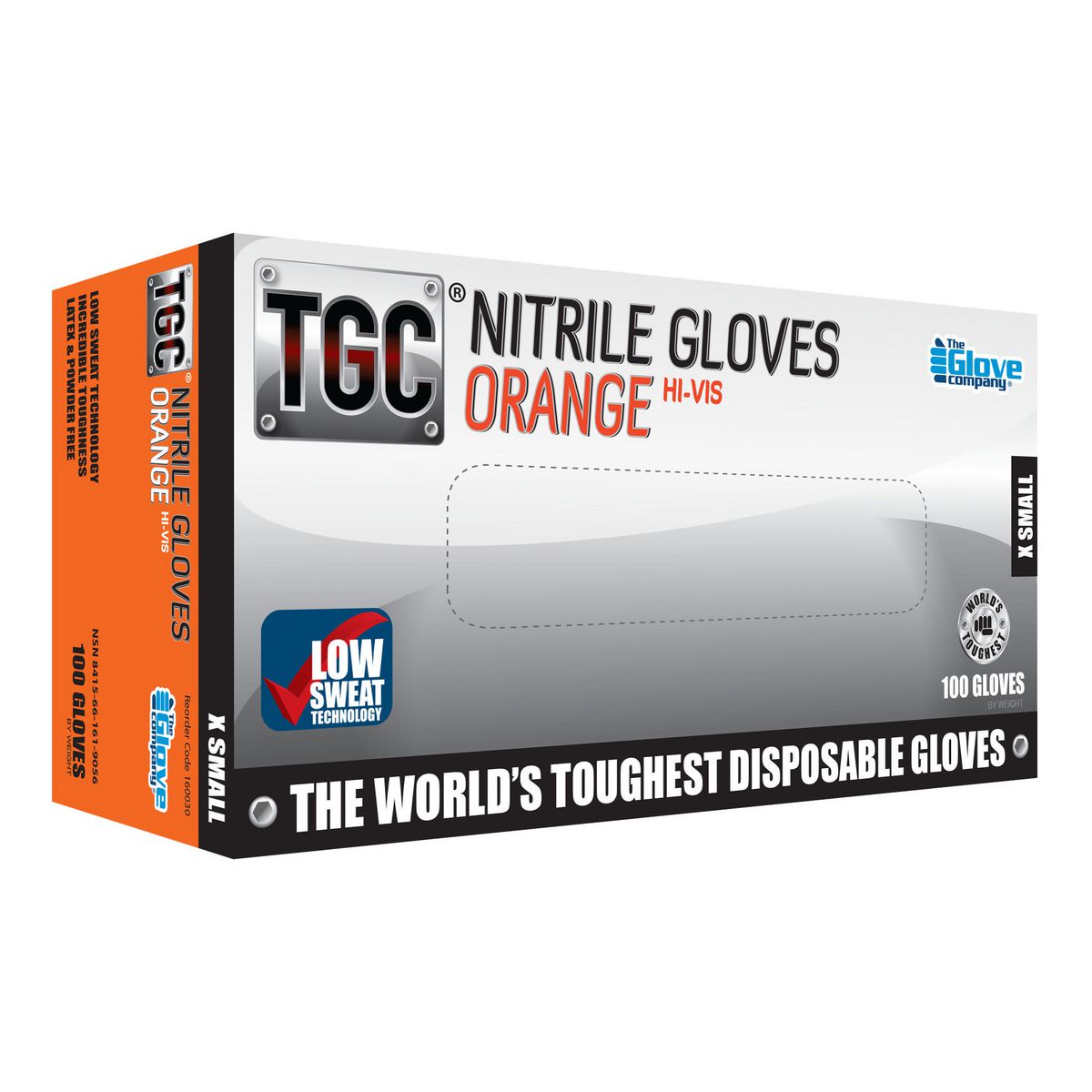 The Glove Company TGC Gloves Orange Nitrile XS 100Pk 160030