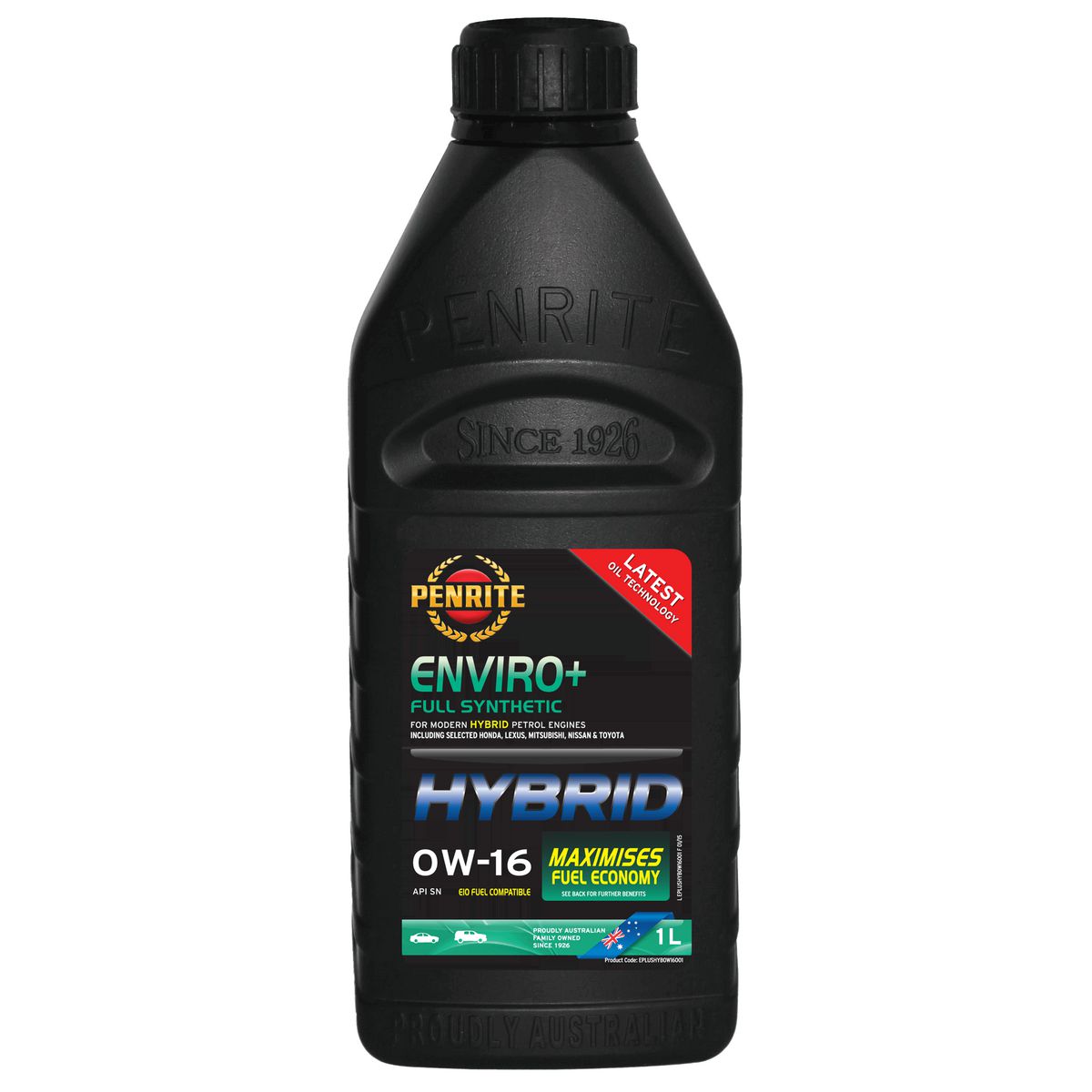 Penrite Enviro+ Hybrid Synthetic Engine Oil 0W-16 1 Litre EPLUSHYB0W16001
