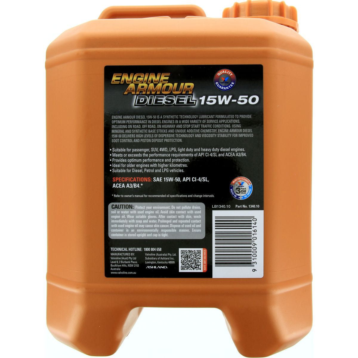 Valvoline Semi Synthetic Engine Armour Diesel Engine Oil 15W-50 10L 1340.1