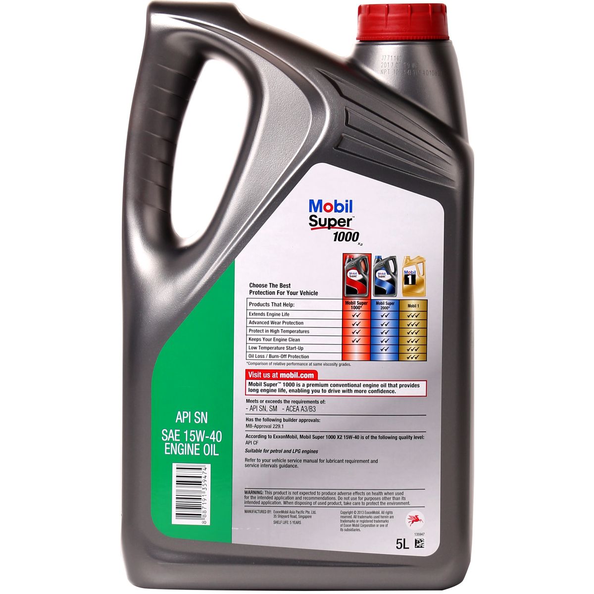 Mobil Super 1000 X2 15W-40 Premium Mineral Engine Oil 5L 135947