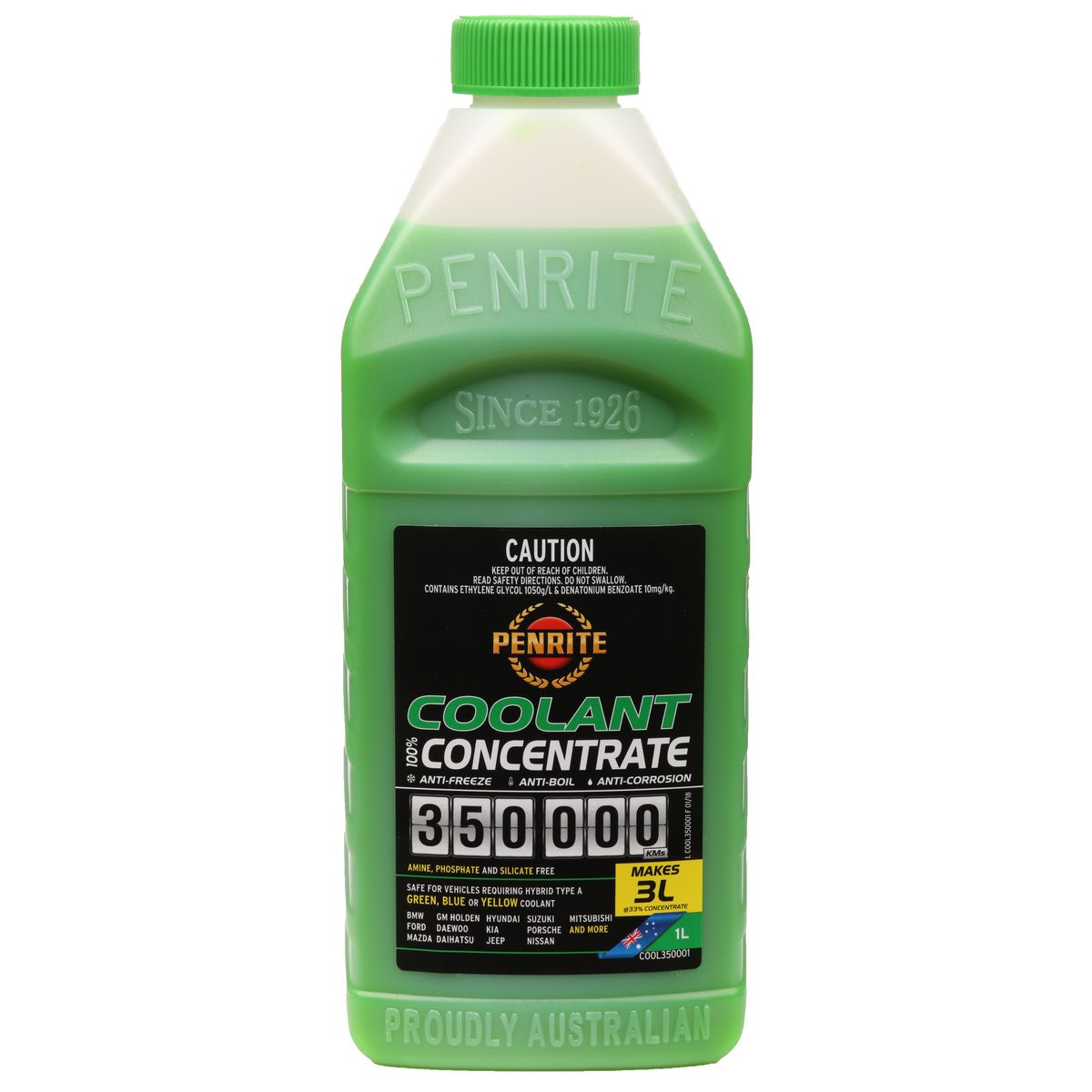 Penrite 350,000km Green Anti-Freeze Coolant Concentrate 1L COOL350001