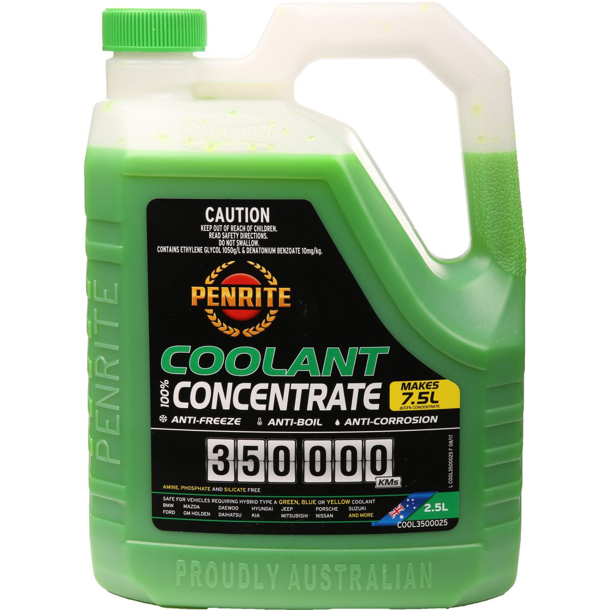 Penrite 350,000km Green Anti-Freeze Coolant Concentrate 2.5L COOL3500025