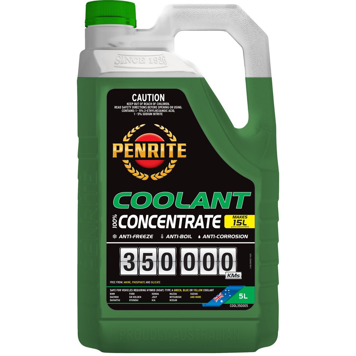 Penrite 350,000km Green Anti-Freeze Coolant Concentrate 5L COOL350PMX001