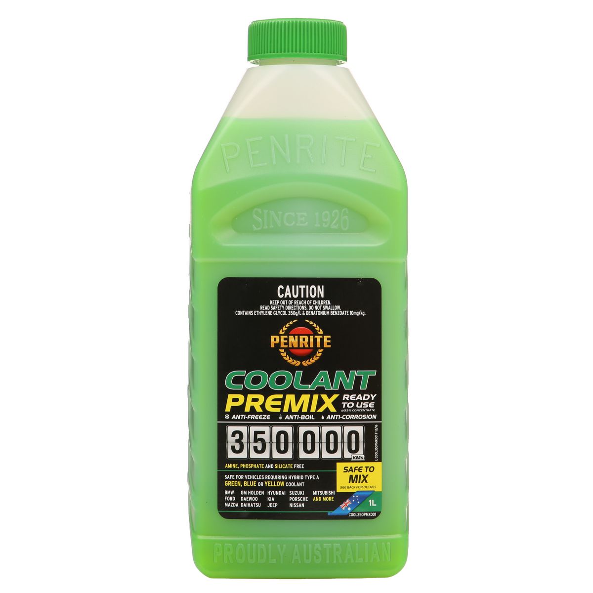 Penrite 350,000km Green Anti-Freeze Coolant Premix 1L COOL350PMX001