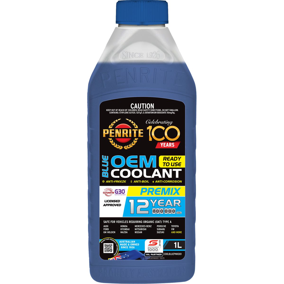 Penrite 7 Year 450,000km Blue Coolant Premix 1L COOLBLUEPMX001