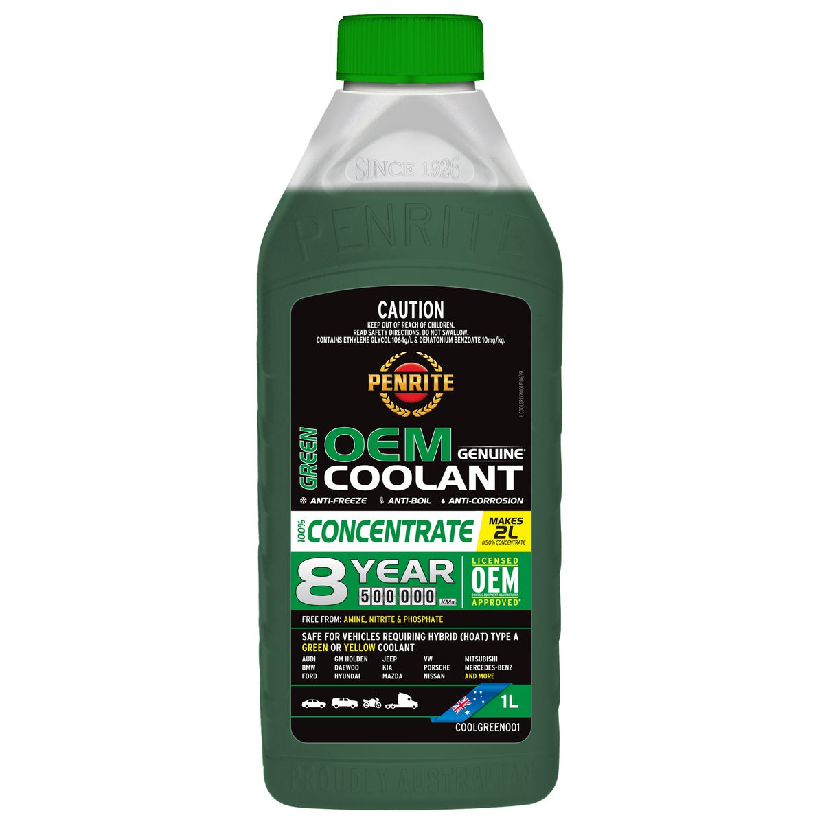 Penrite 7 Year 450,000km Green Coolant Concentrate 1L COOLGREEN001