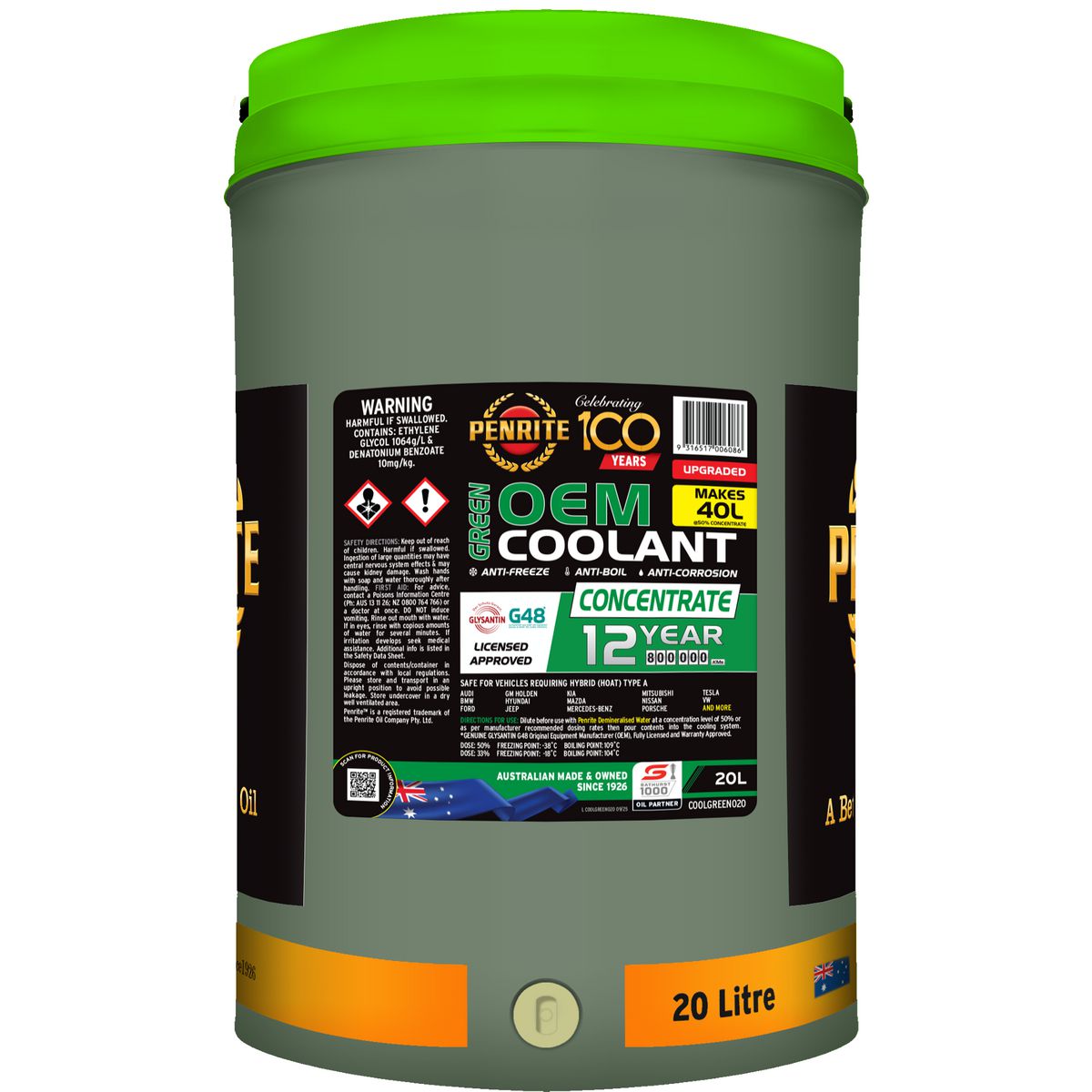 Penrite 7 Year 450,000km Green Coolant Concentrate 20L COOLGREEN020