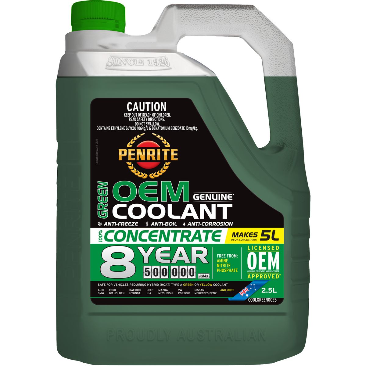 Penrite 7 Year 450,000km Green Coolant Concentrate 2.5L COOLGREEN0025