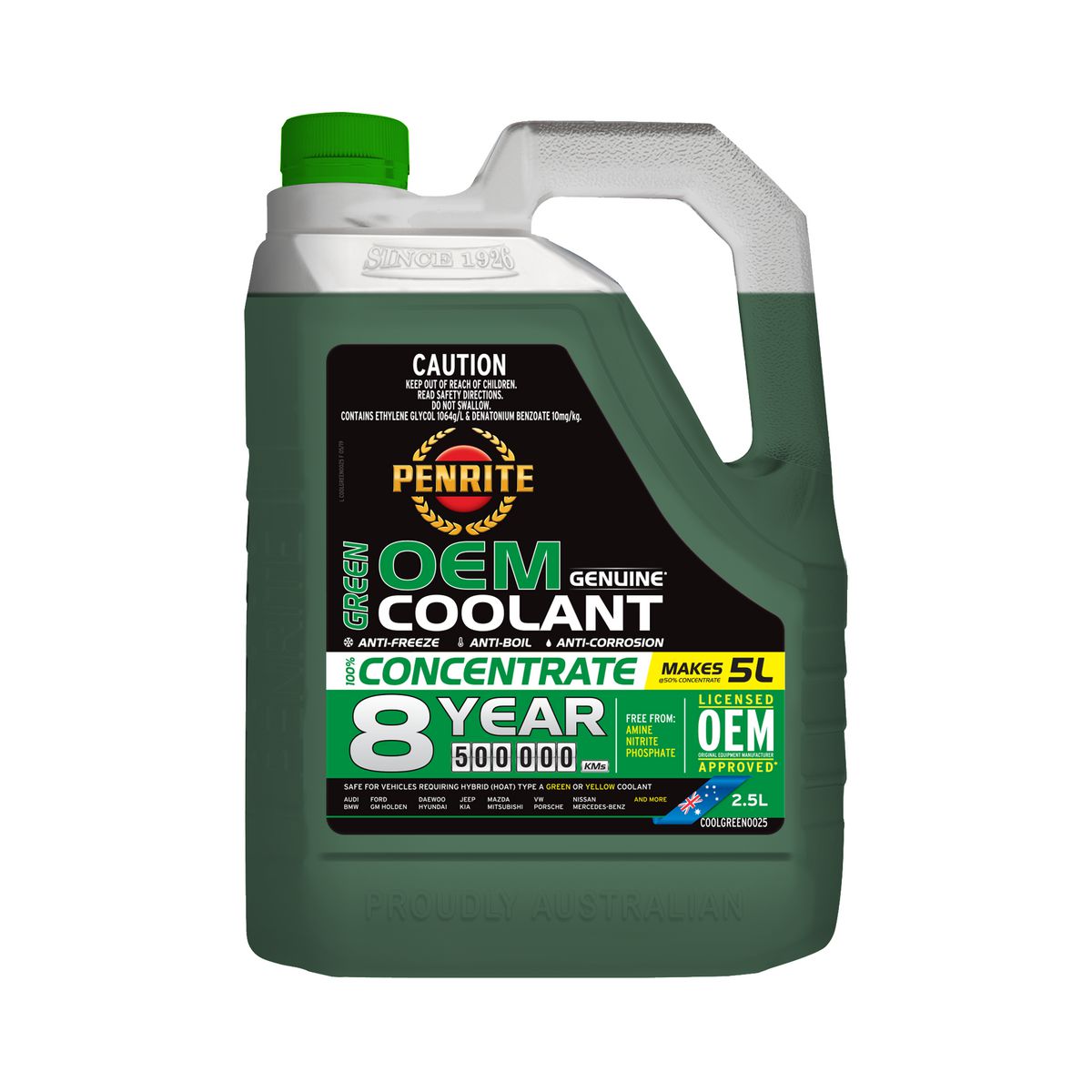 Penrite 7 Year 450,000km Green Coolant Concentrate 2.5L COOLGREEN0025
