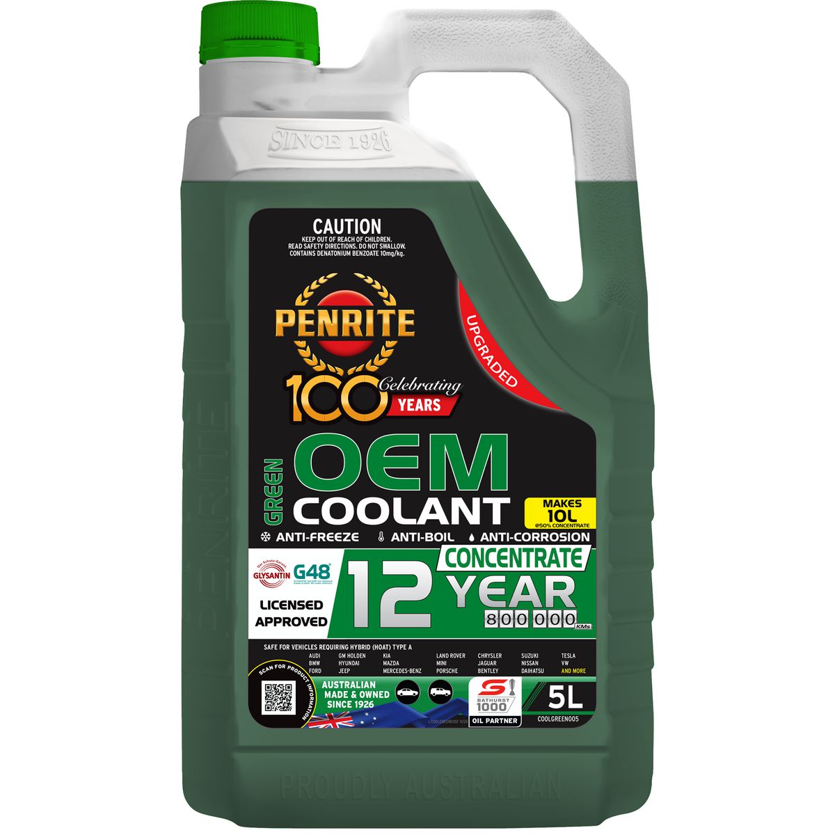 Penrite 7 Year 450,000km Green Coolant Concentrate 5L COOLGREEN005