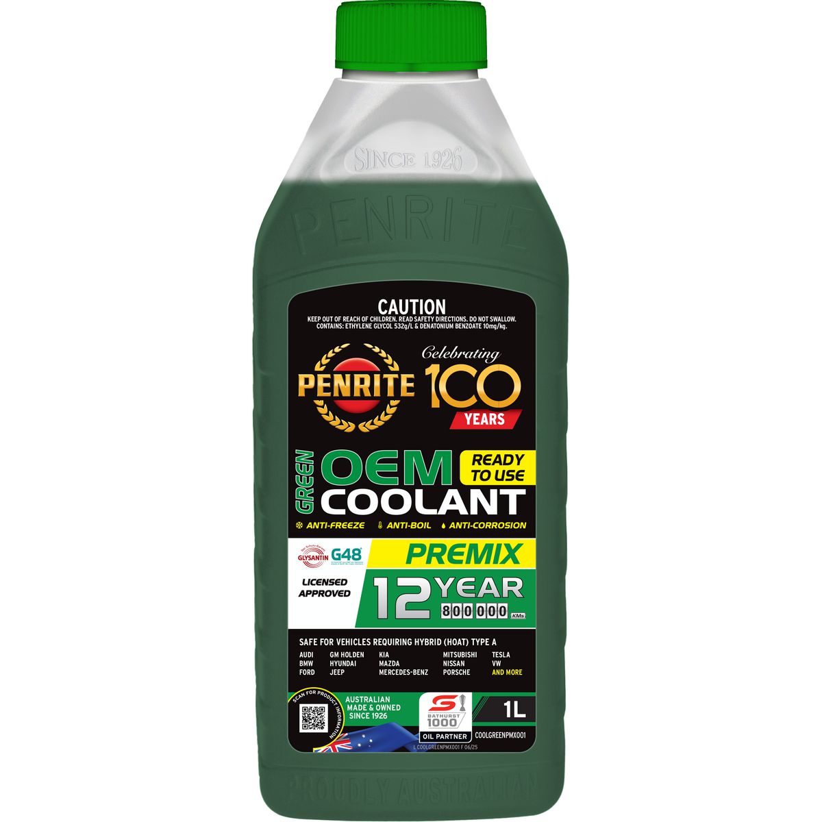 Penrite 7 Year 450,000km Green Coolant Premix 1L COOLGREENPMX001