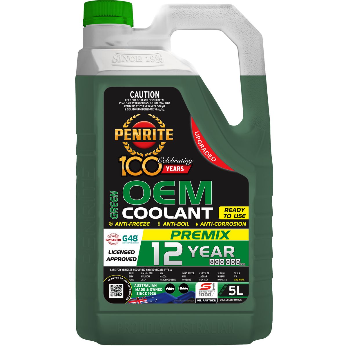 Penrite 7 Year 450,000km Green Coolant Premix 5L COOLGREENPMX005