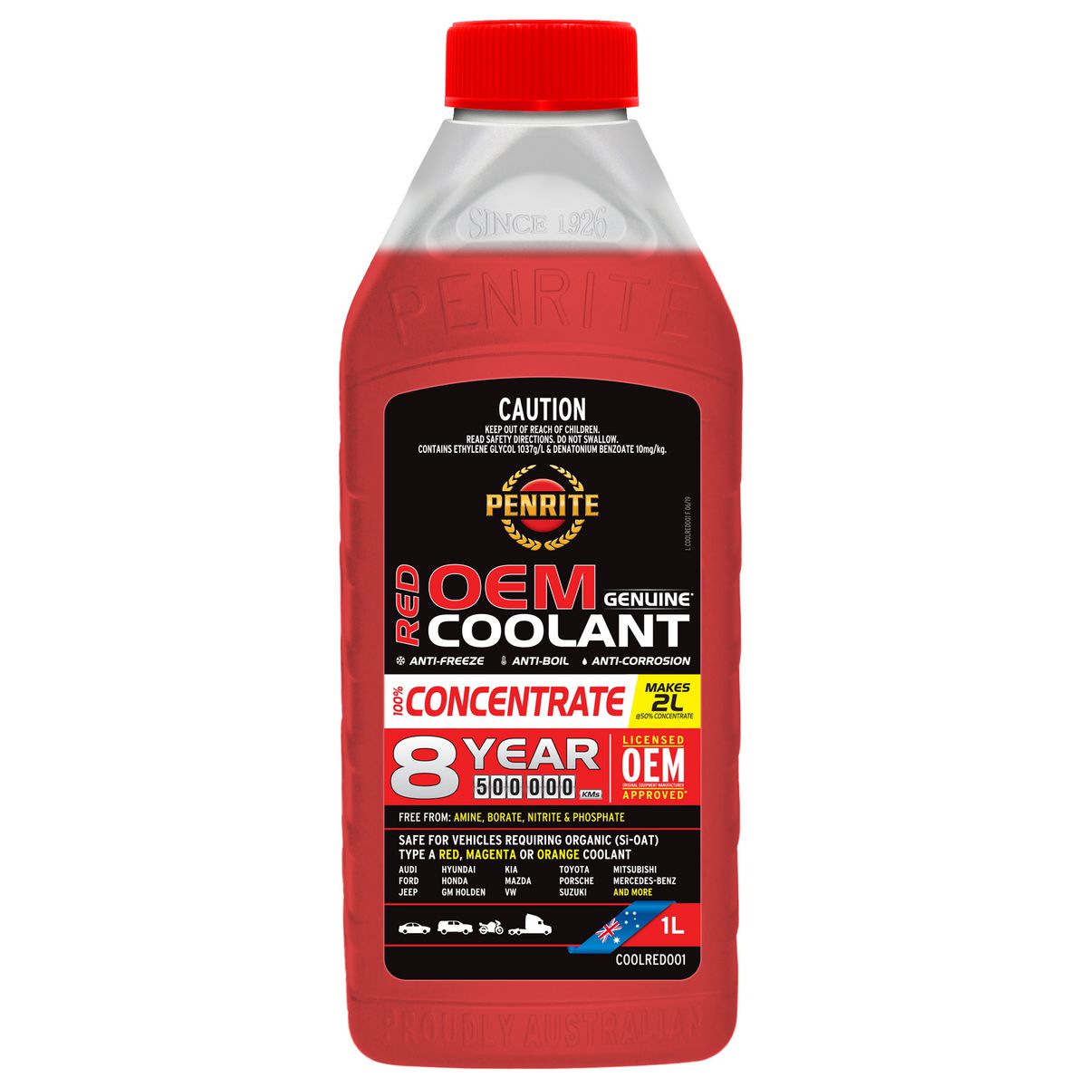 Penrite 8 Year 500,000km Red Coolant Concentrate 1L COOLRED001