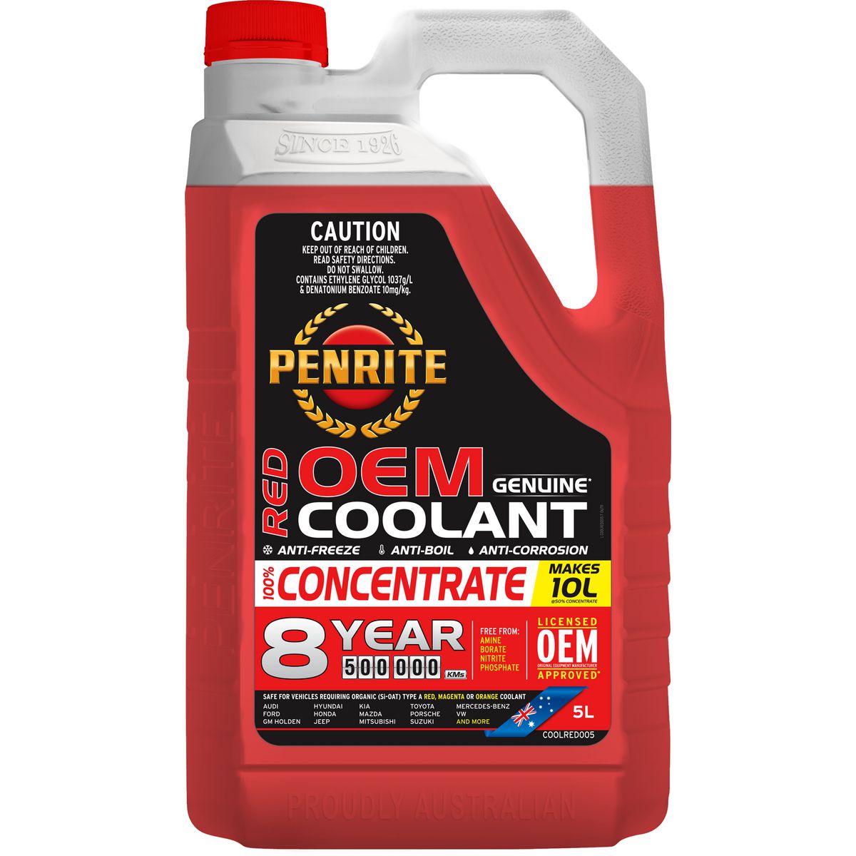 Penrite 8 Year 500,000km Red Coolant Concentrate 5L COOLRED005