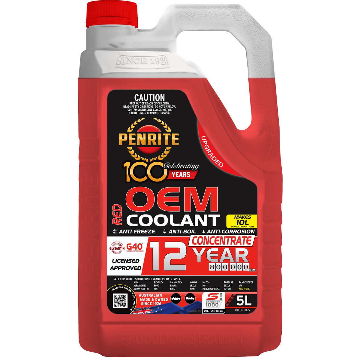 Penrite 8 Year 500,000km Red Coolant Concentrate 5L COOLRED005