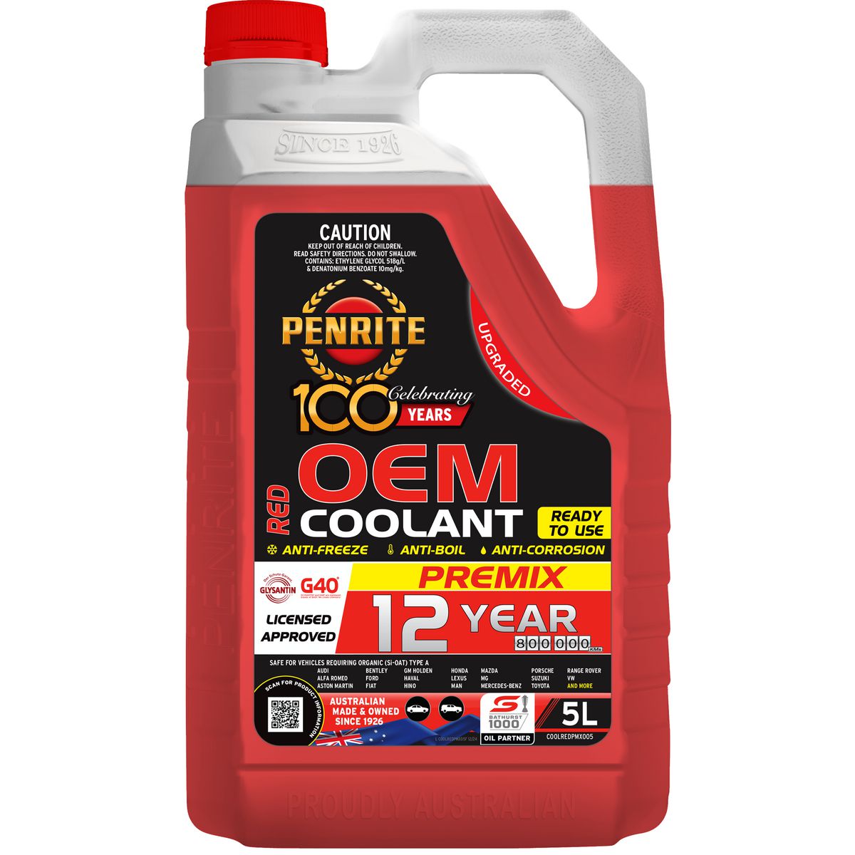 Penrite 8 Year 500,000km Red Coolant Premix 5L COOLREDPMX005