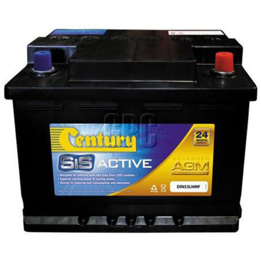 Century ISS Active AGM DIN Battery 12V 640 CCA 242L x 175W x 190H (mm) DIN53LH MF AGM