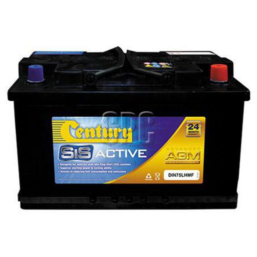 Century ISS Active AGM DIN Battery 12V 800 CCA 316L x 175W x 190H (mm) DIN75LH MF AGM