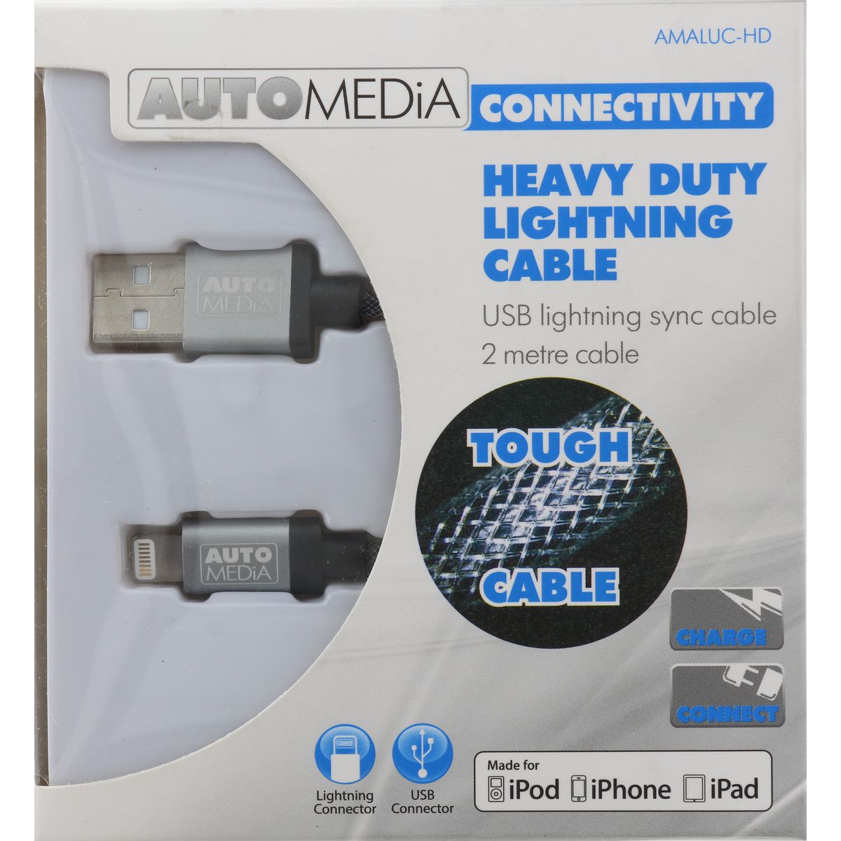 Automedia Heavy Duty iPhone 5 Charge/Data Cable Lightning AMALUCHD
