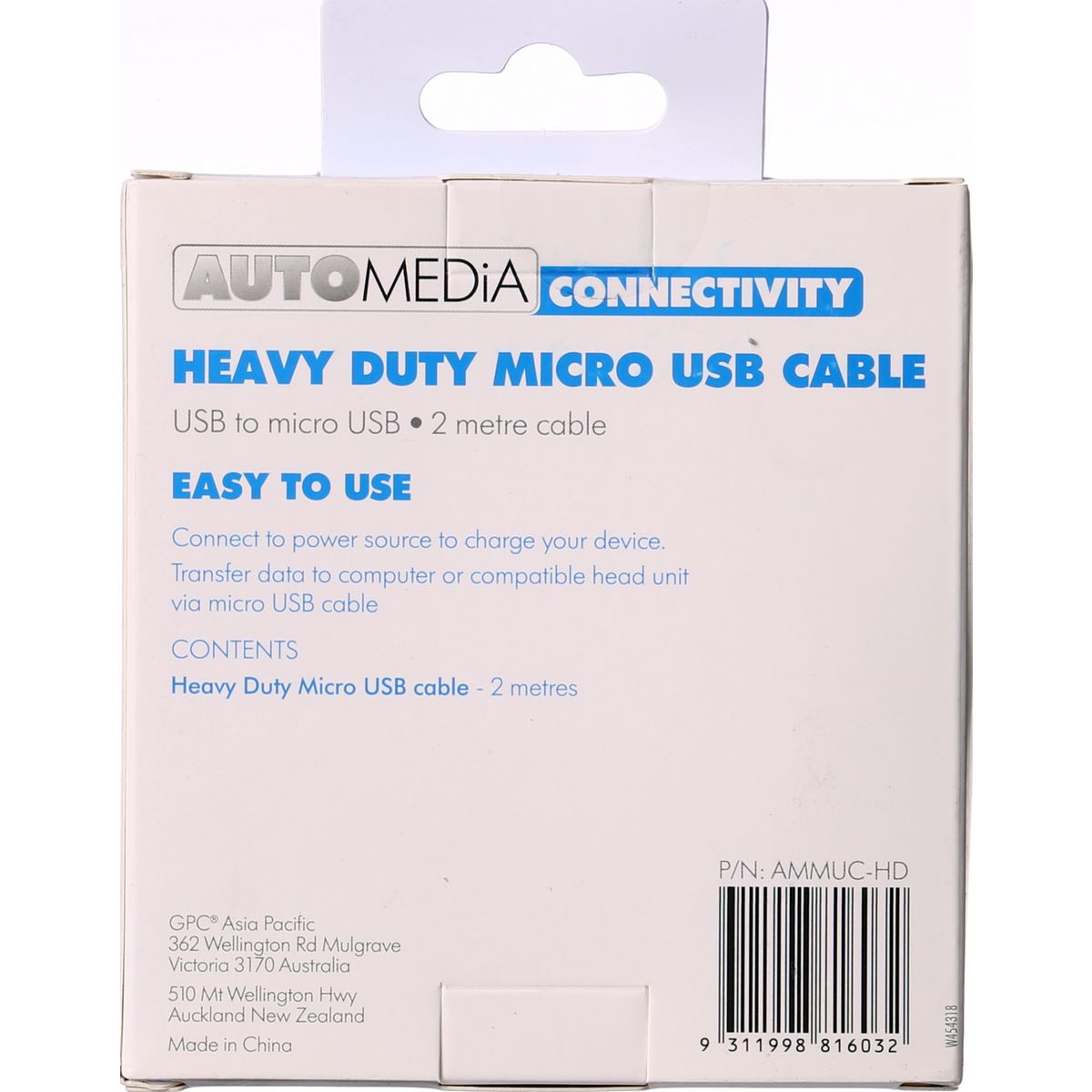 Automedia Heavy Duty Micro USB Charge/Data Cable 2m AMMUC HD