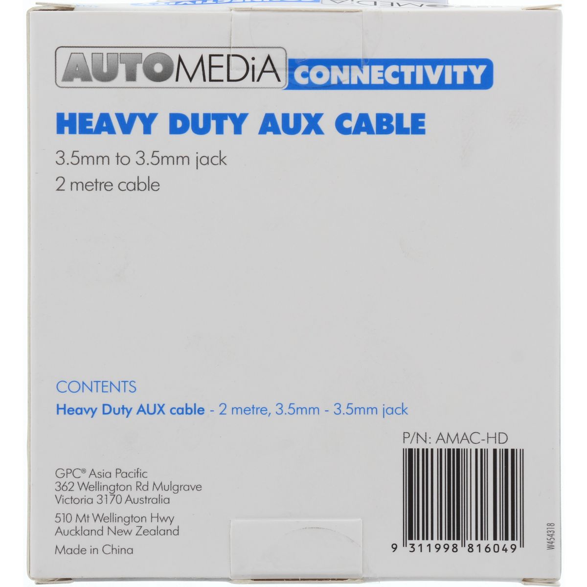Automedia Heavy Duty Aux Lead 3.5mm 2m Silver AMACHD