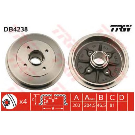 TRW Brake Drum DB4238