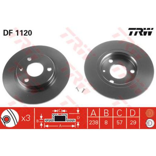 TRW Brake Rotor Single 237mm Front DF1120S