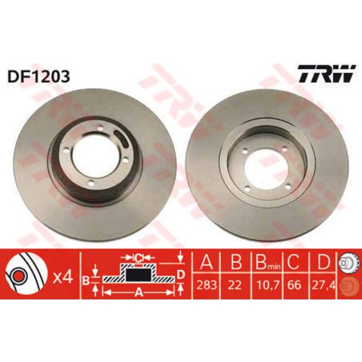 TRW Disc Brake Rotor 273mm DF1203S