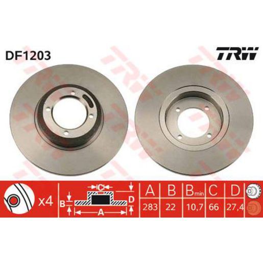 TRW Disc Brake Rotor 273mm DF1203S