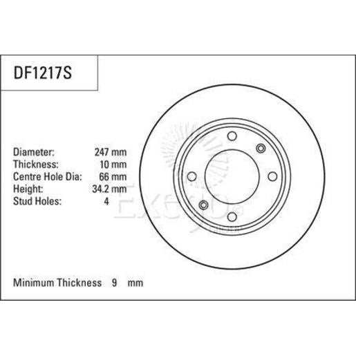 TRW Brake Rotor Single 247mm Front DF1217S
