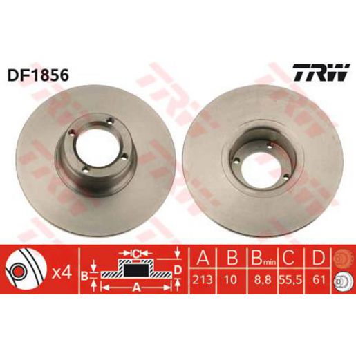 TRW Brake Rotor Single 213mm Front DF1856S