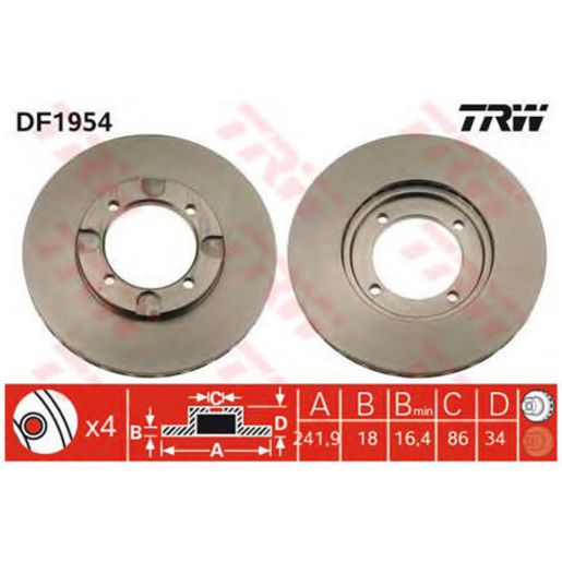 TRW Disc Brake Rotor 242mm DF1954S