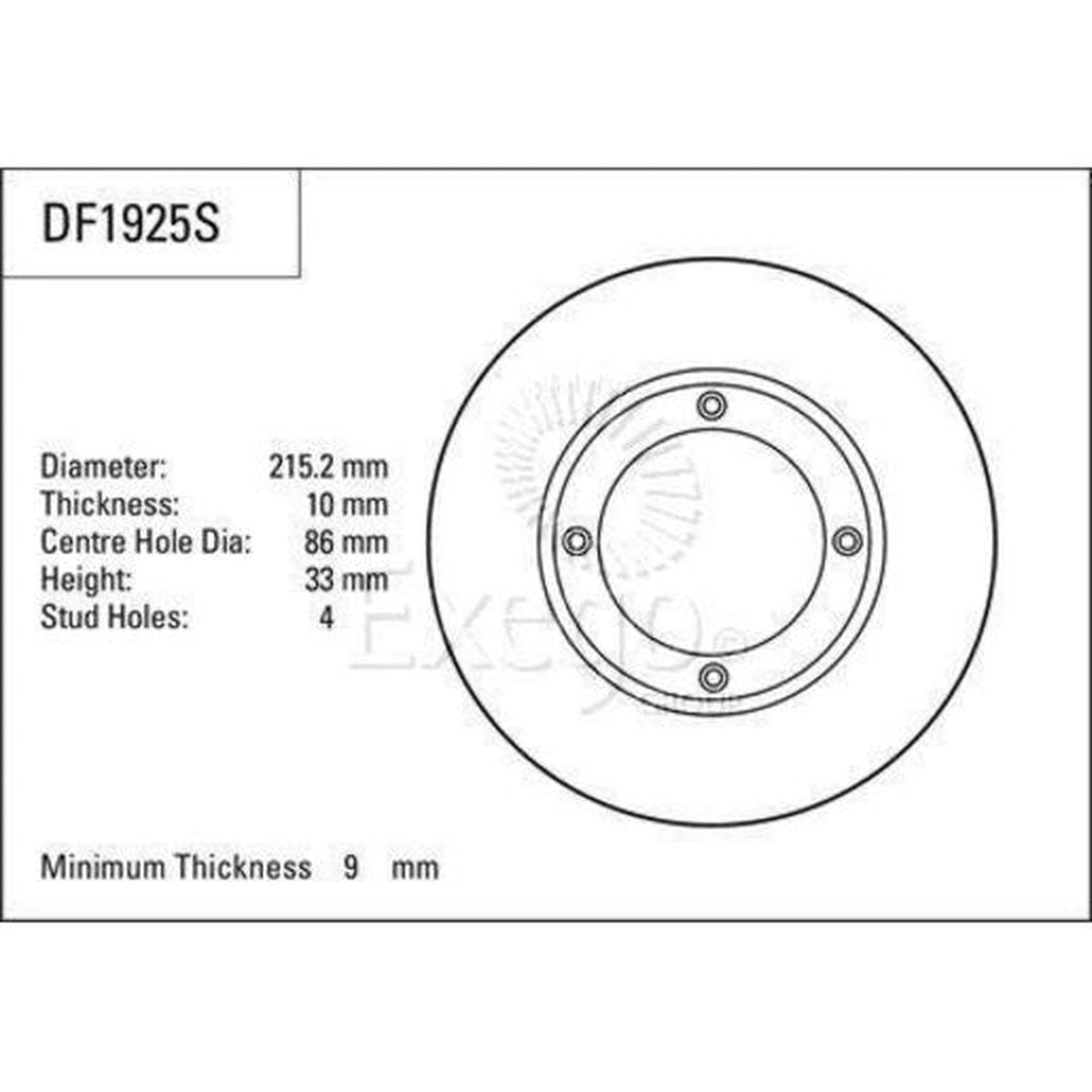 TRW Brake Rotor Pair 215.2mm Front DF1925S