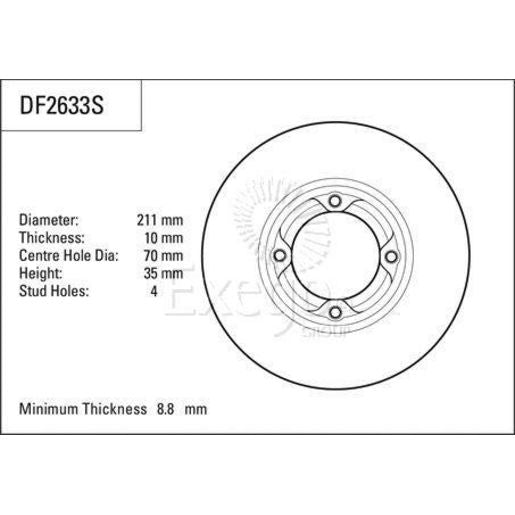 TRW Disc Brake Rotor 211mm DF2633S