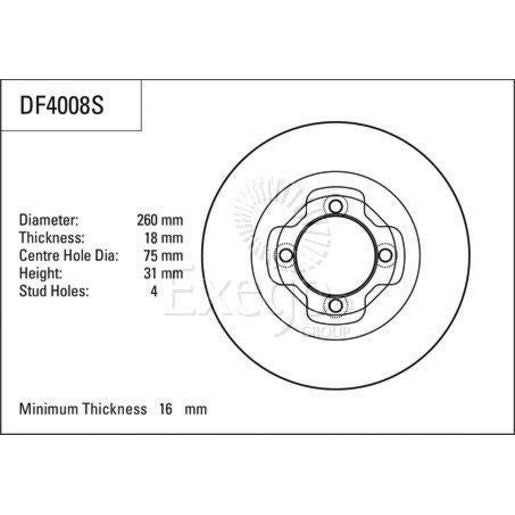 TRW Disc Brake Rotor 260mm DF4008S