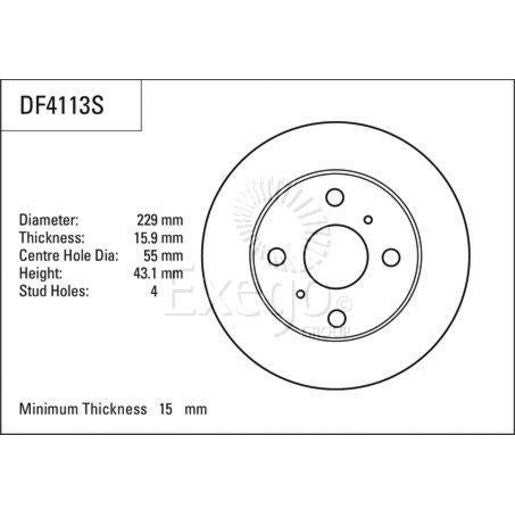 TRW Disc Brake Rotor 229mm DF4113S