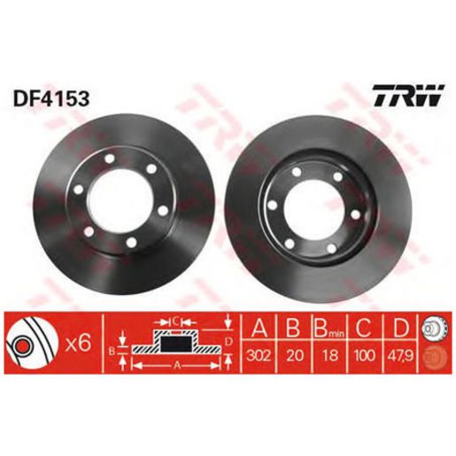 TRW Disc Brake Rotor 302Mm DF4153S