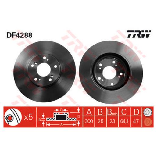 TRW Disc Brake Rotor 300mm DF4288S