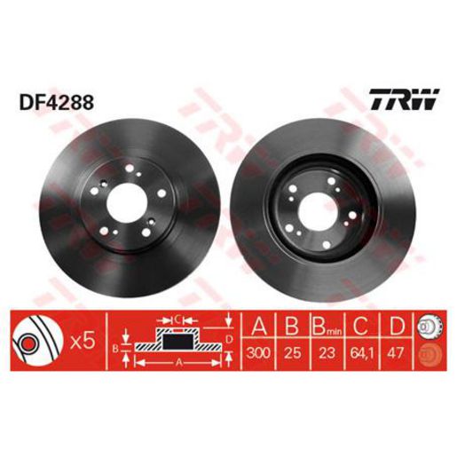 TRW Disc Brake Rotor 300mm DF4288S