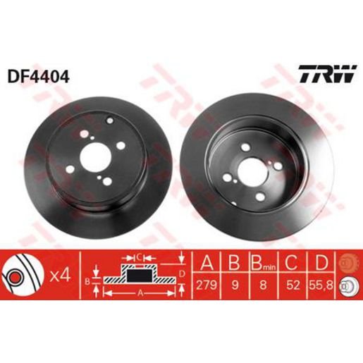 TRW Disc Brake Rotor 279Mm DF4404S